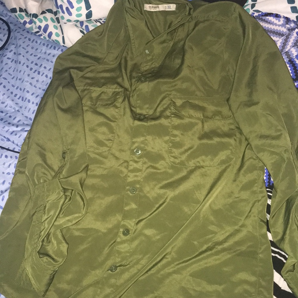 Green silk blouse